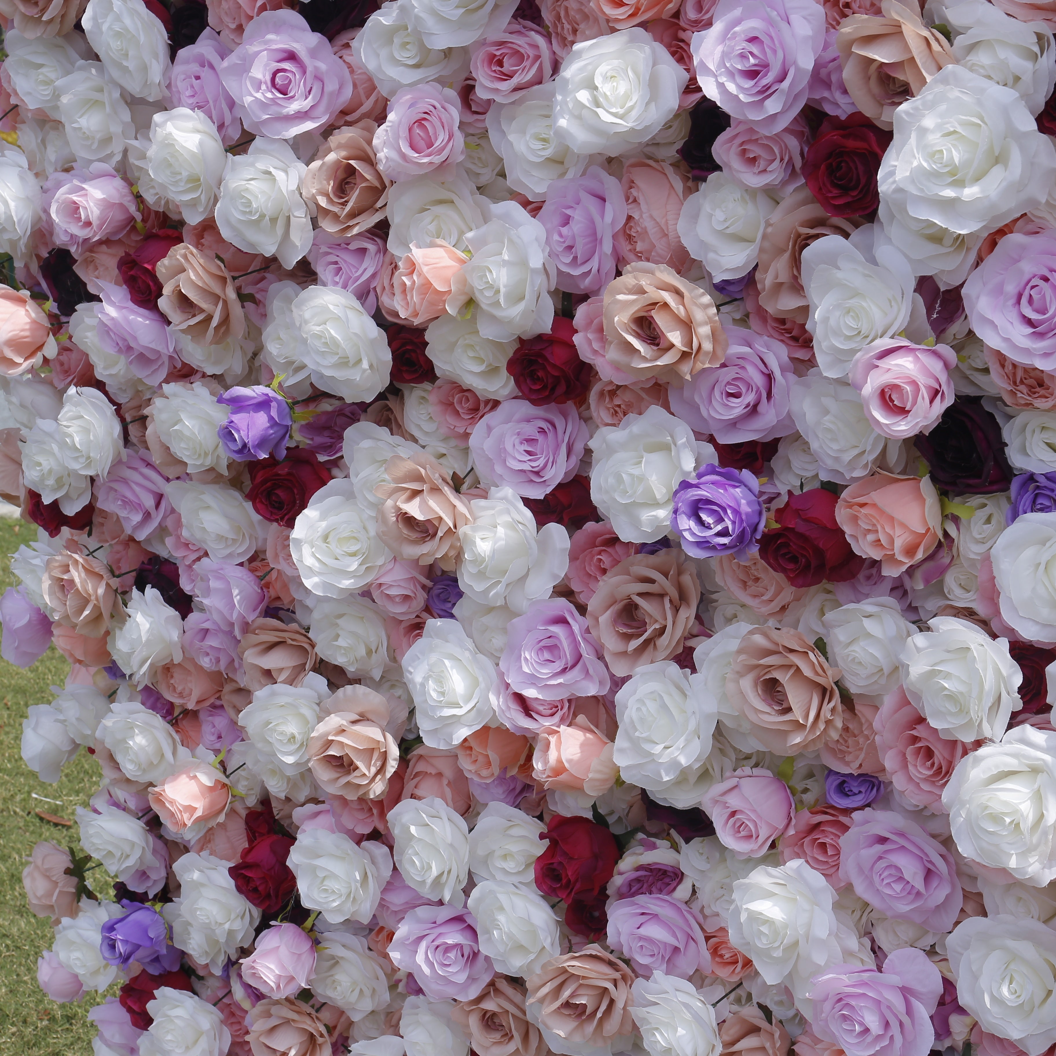 White Purple & Pink Cloth Rose 5D Flower Wedding Backdrop ACFW-149