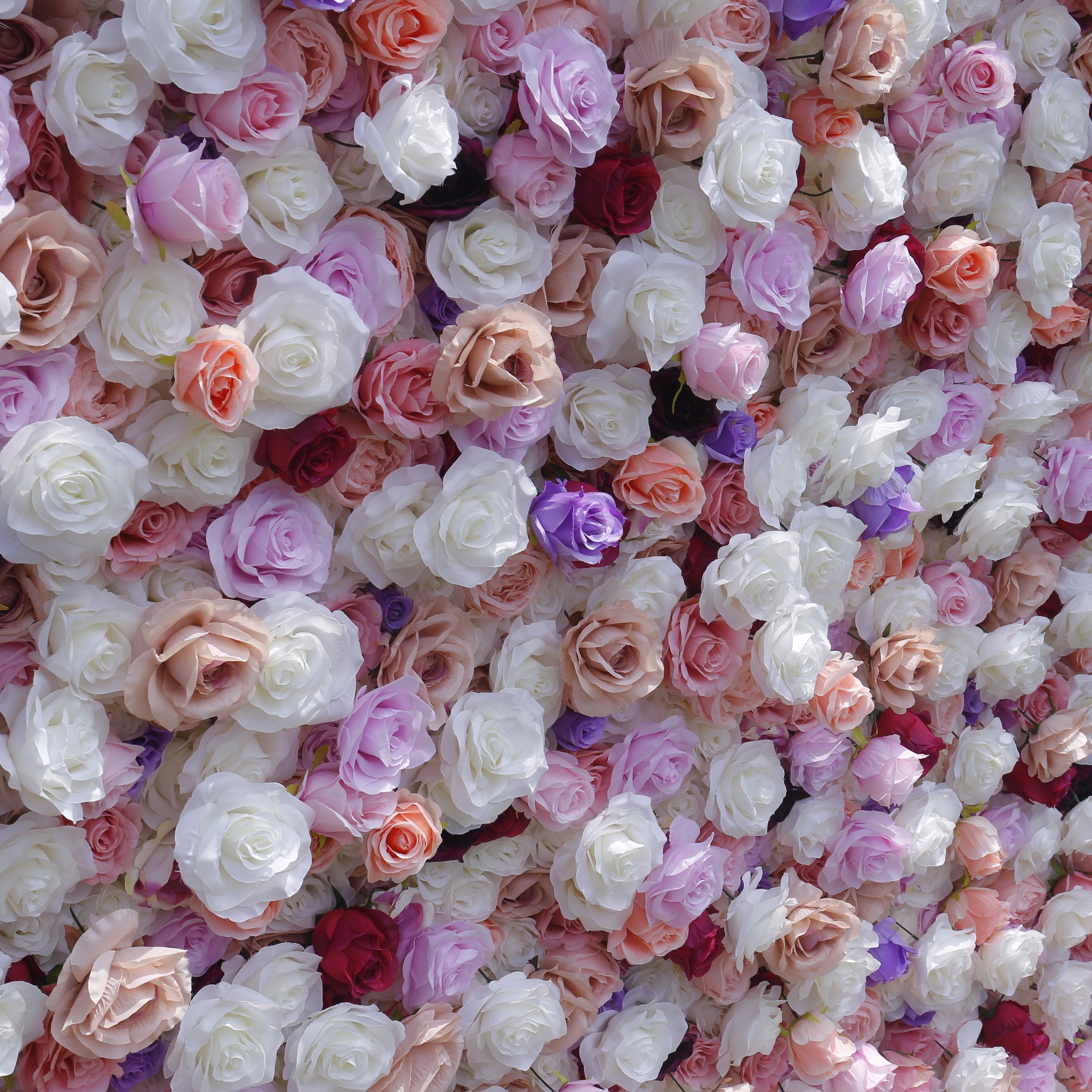 White Purple & Pink Cloth Rose 5D Flower Wedding Backdrop ACFW-149