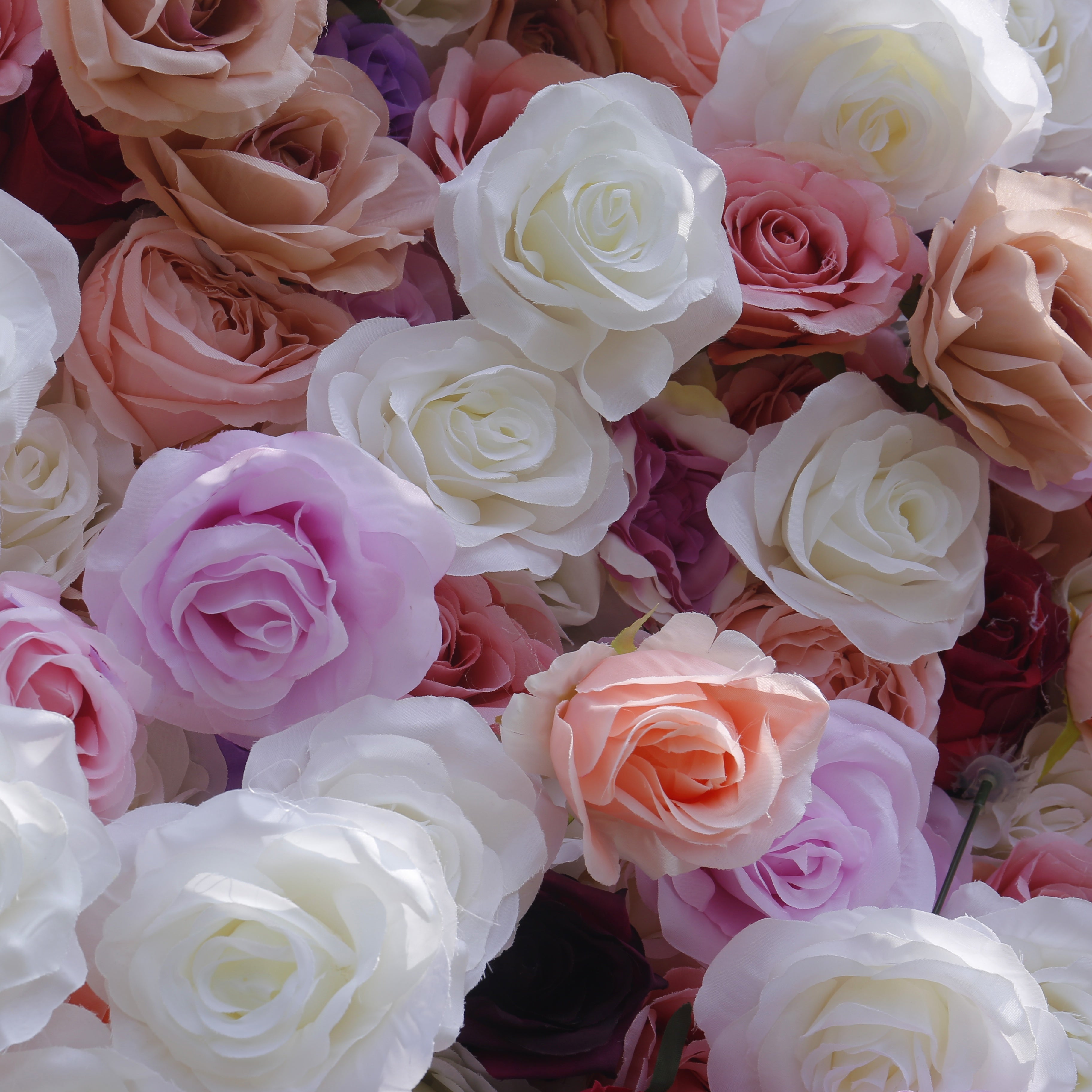 White Purple & Pink Cloth Rose 5D Flower Wedding Backdrop ACFW-149