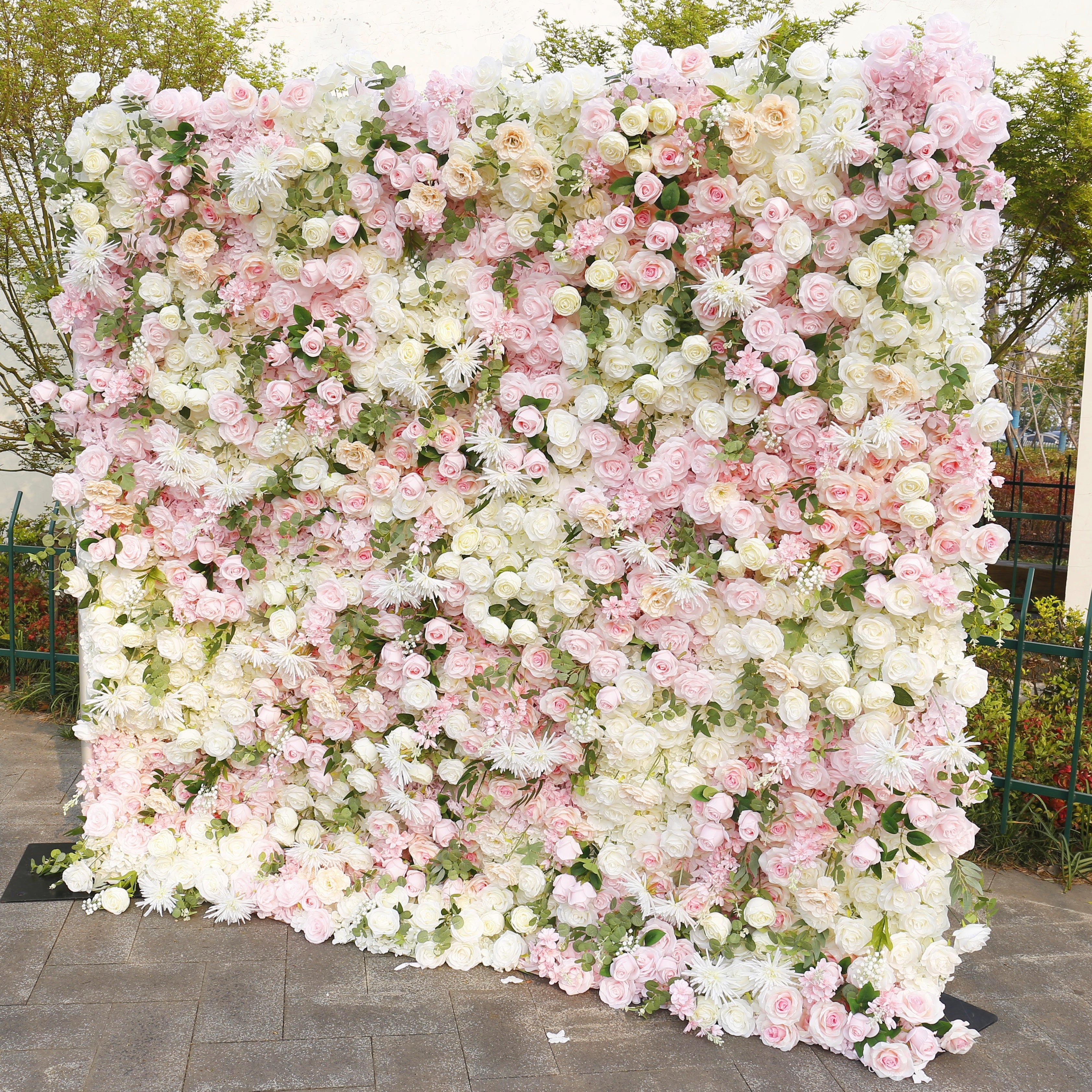 5D Artificial White Pink Rose Hanging Flower Wall Events Decor ACFW-160