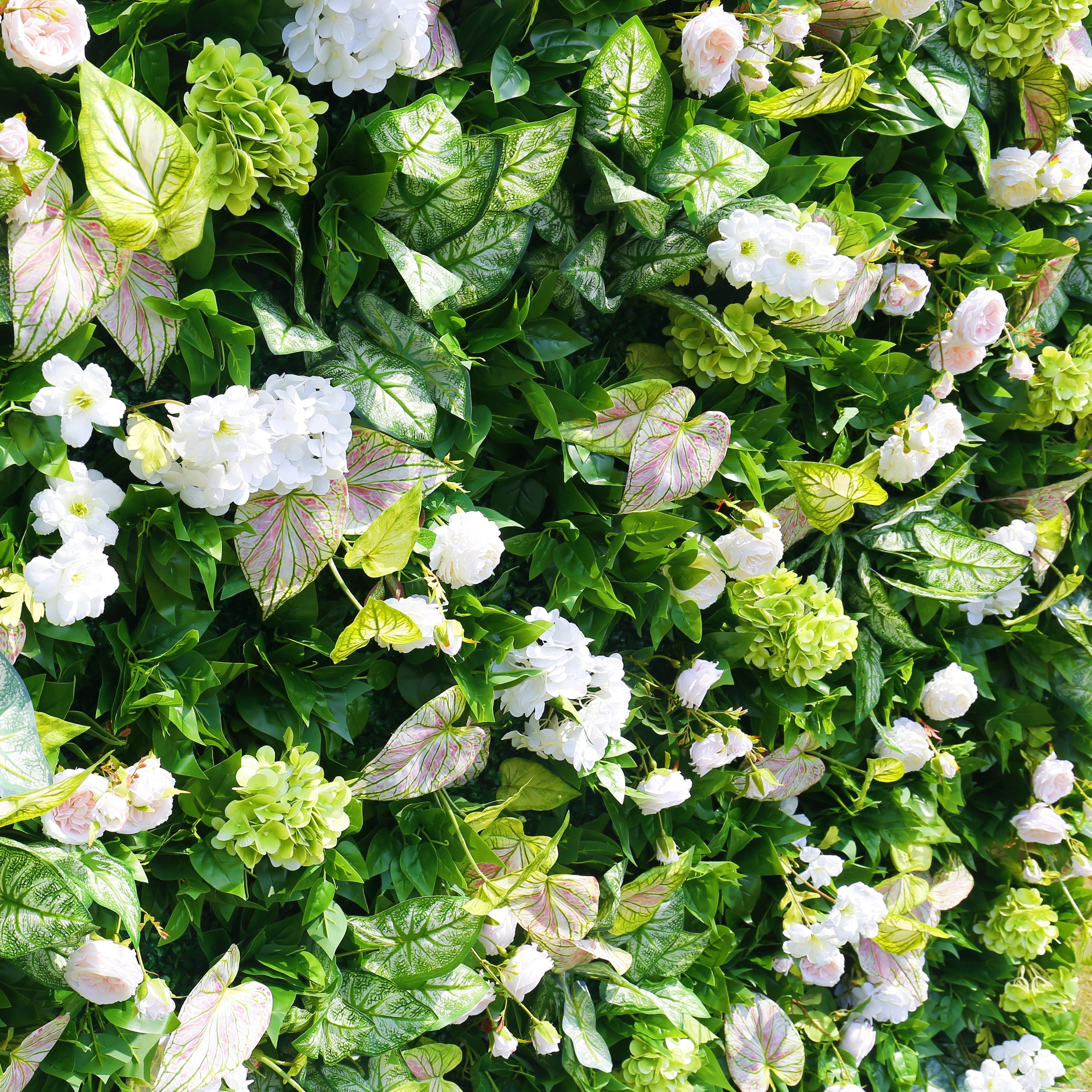 Green Leaves with Mixed Flowers Fabric Artificial Flower Wall ACFW-161