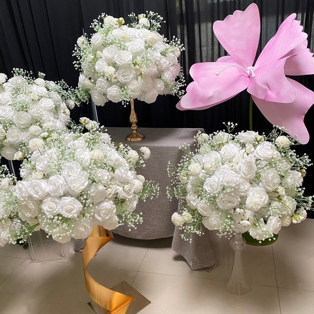 Elegant White Rose Floral Centerpiece for Wedding Ceremony Decor ADFC-022