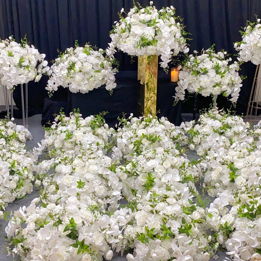 White & Green Floral Ball Centerpiece for Wedding Table Decor ADFC-107