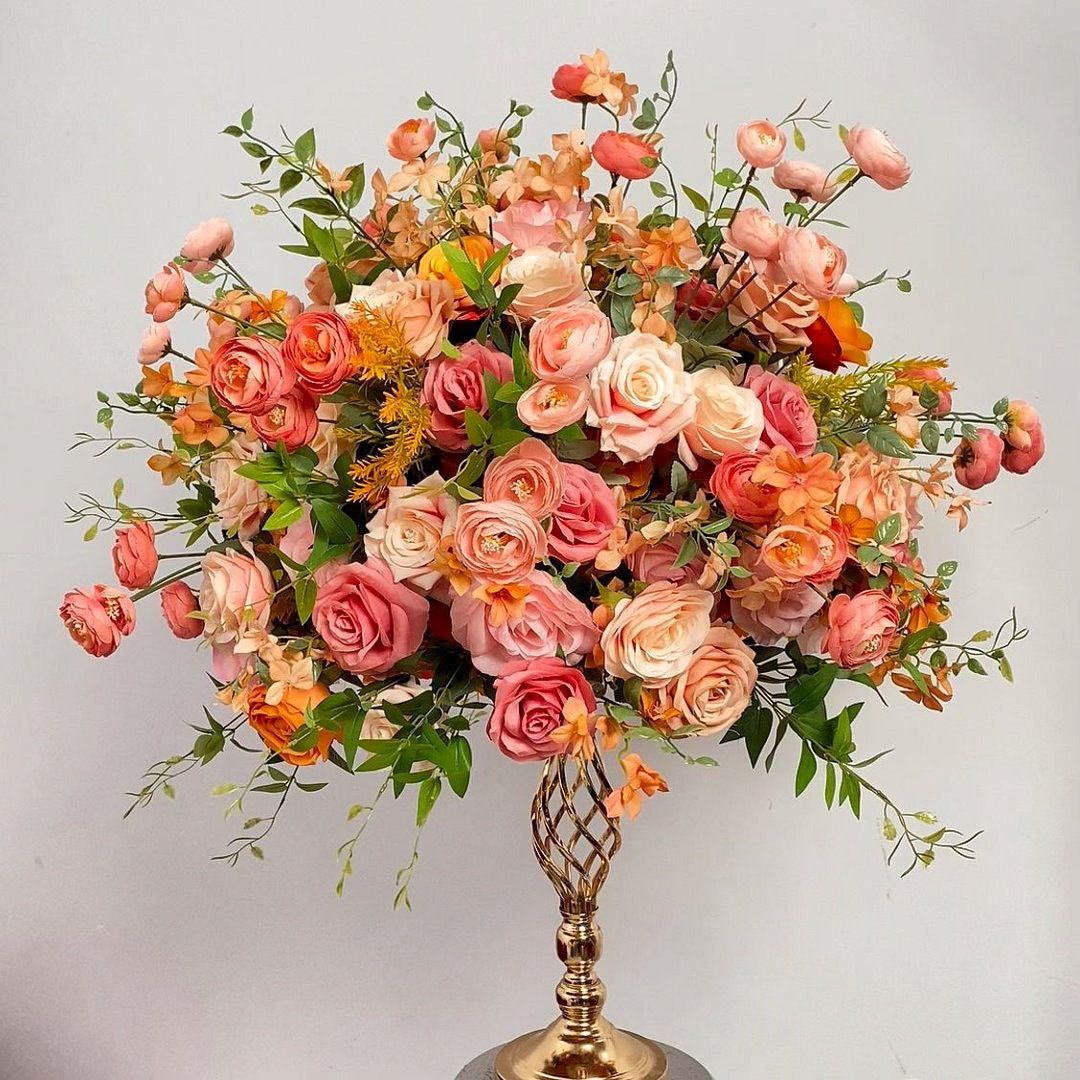 Coral & Peach Floral Ball Centerpiece for Wedding Table Decor ADFC-131
