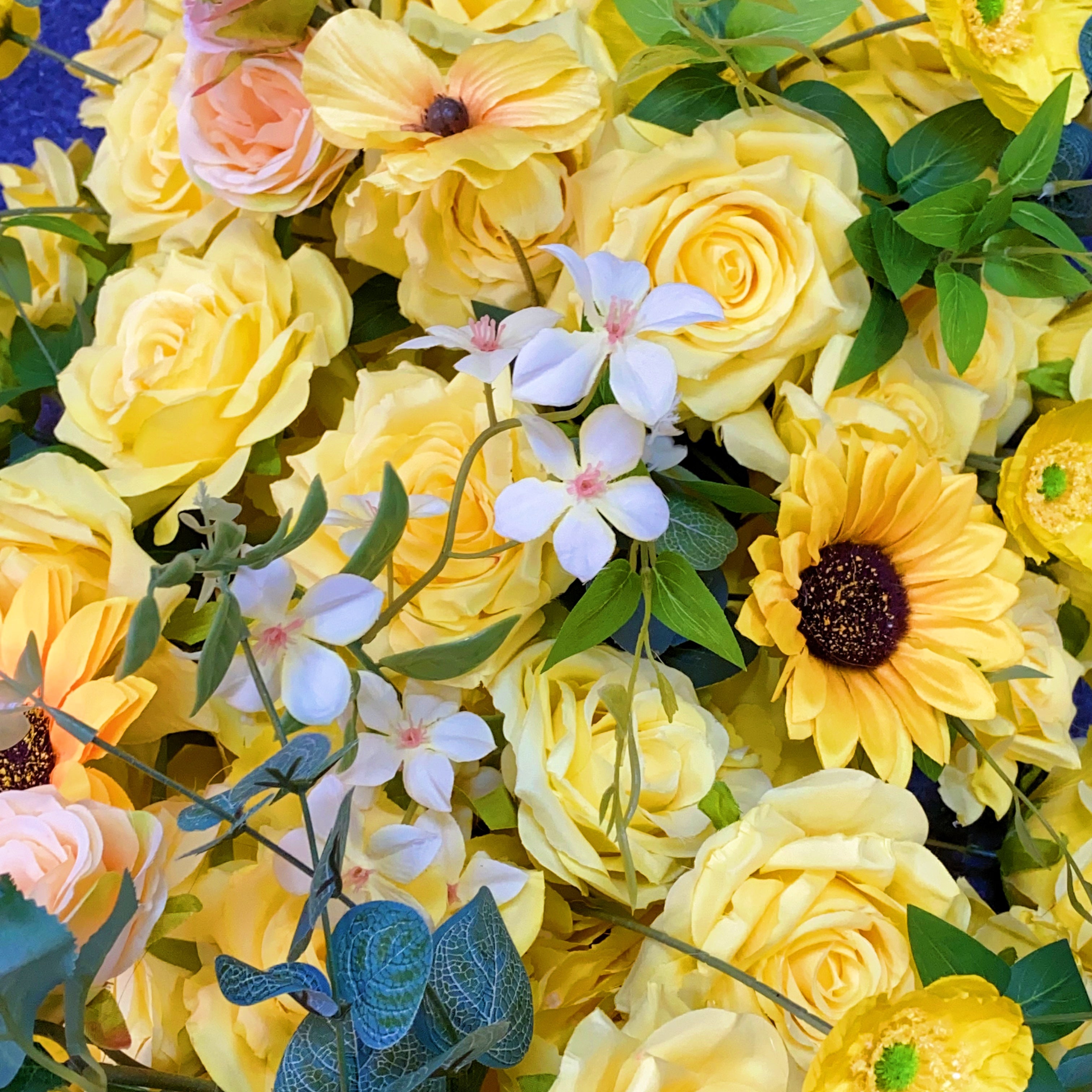 Sunflower Yellow Rose Arrangement Flower Runner Wedding Table Sofa Decor ADFR-001