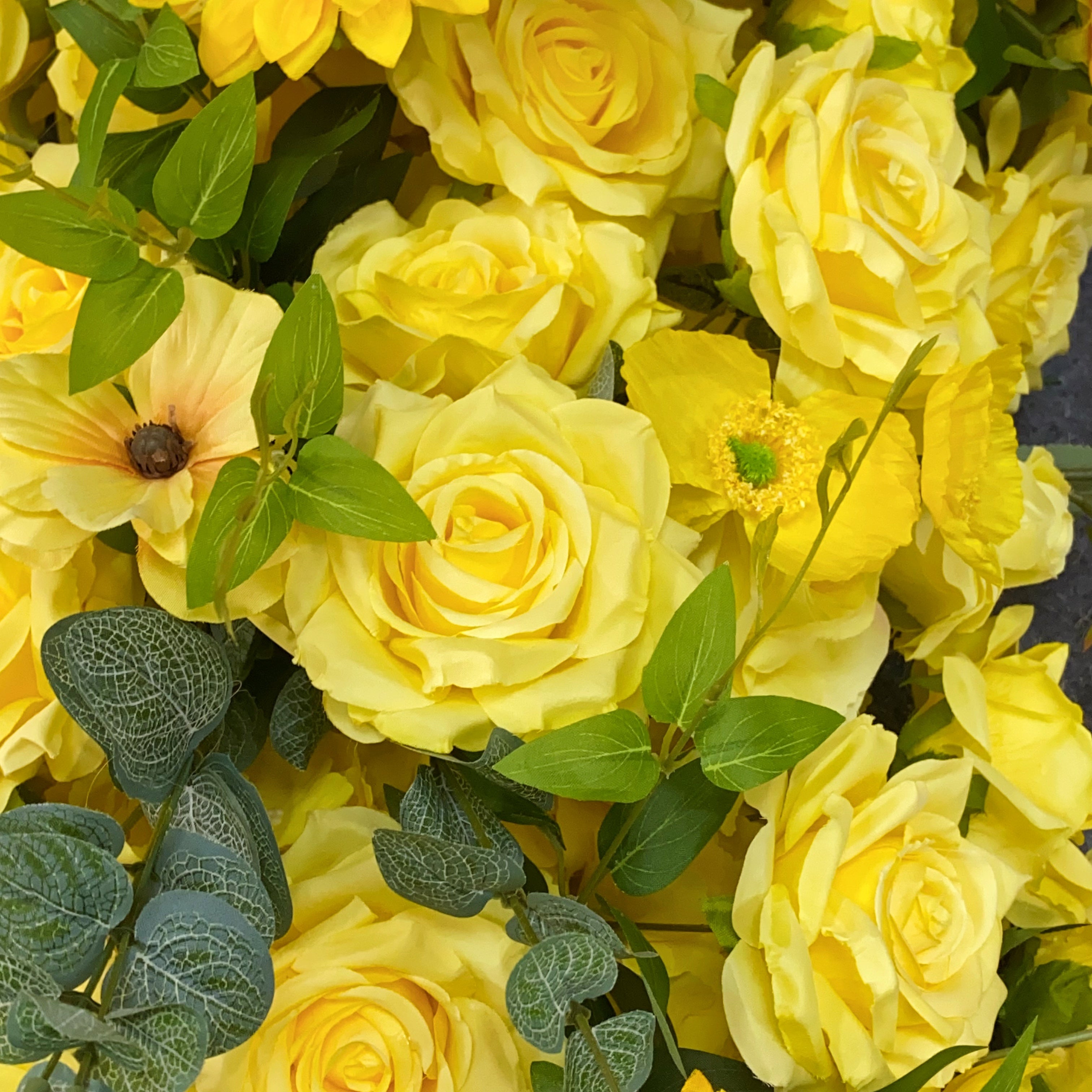 Sunflower Yellow Rose Arrangement Flower Runner Wedding Table Sofa Decor ADFR-001