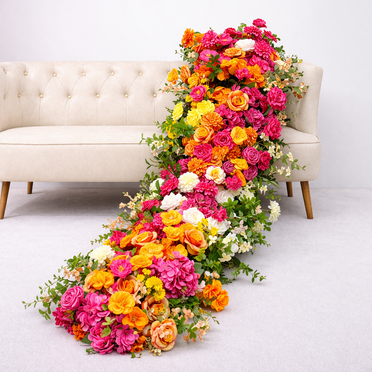 Orange Yellow Flower Wedding Runner Arrangement for Party & Event Backdrop ADFR-003