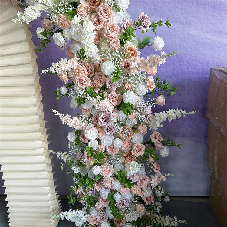 Floral Arch Wall Blush White Rose Backdrop for Wedding Ceremony Entrance Decor AEAW-003