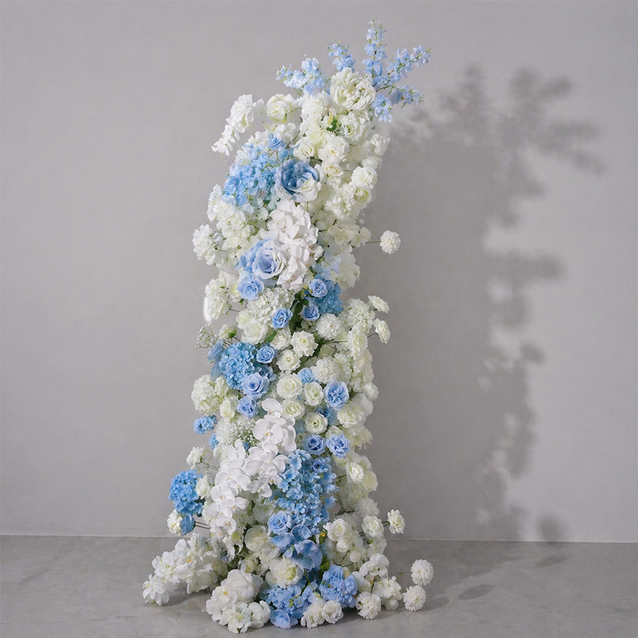 Blue White Artificial Floral Pillars Arch Columns for Wedding Aisle Decor AEAW-008