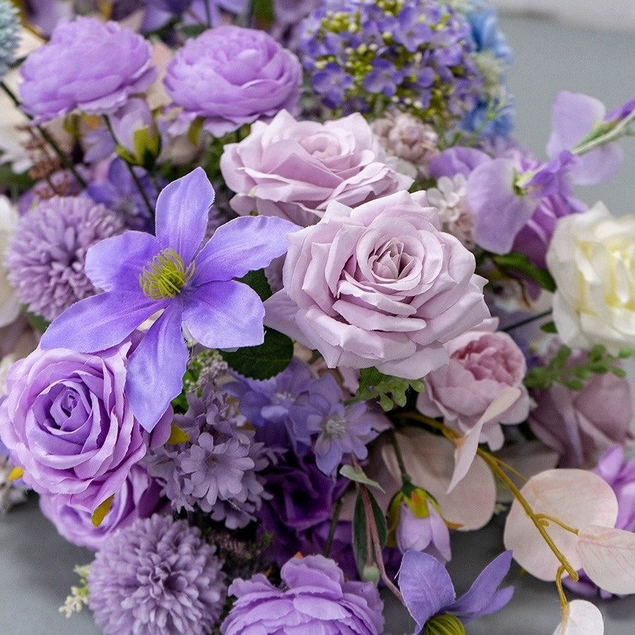 Lavender Purple Artificial Flower Runner for Wedding Table Decor AEFR-001