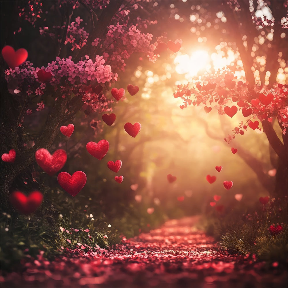 8x8ft Valentine Red Hearts Pathway Photography Backdrop BRP1-119 (only 1)