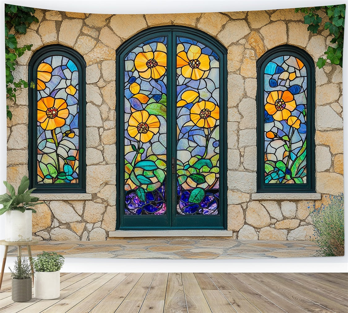 Spring Backdrop Gothic Style Colorful Floral Glass Backdrop BRP1-14