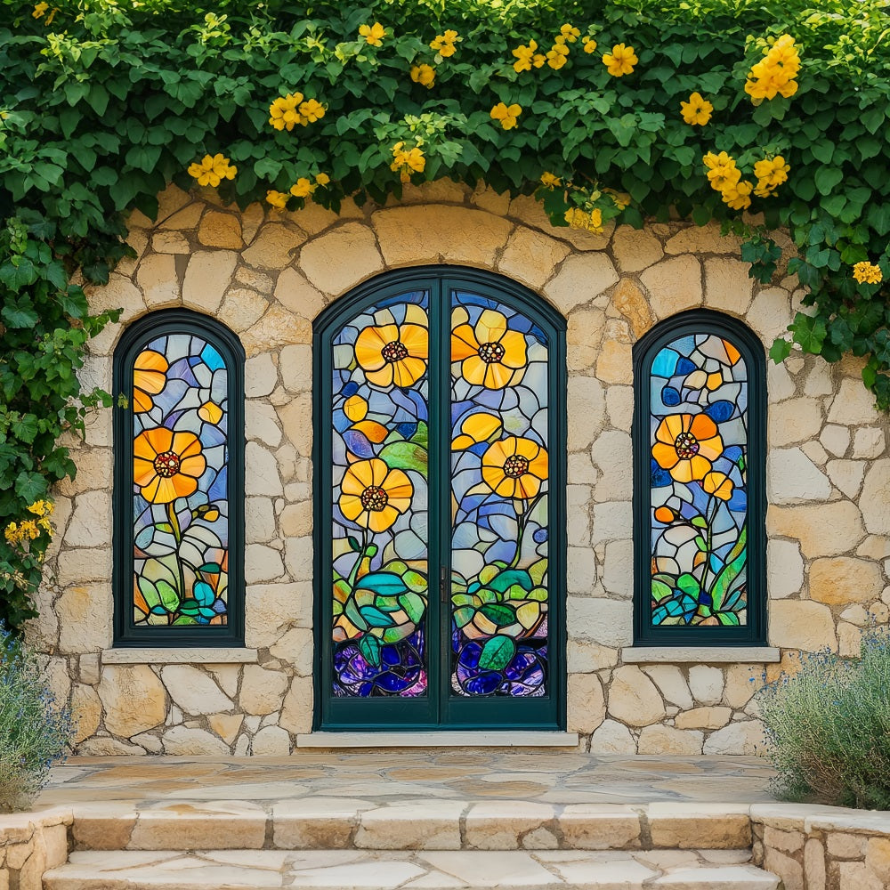 Spring Backdrop Gothic Style Colorful Floral Glass Backdrop BRP1-14