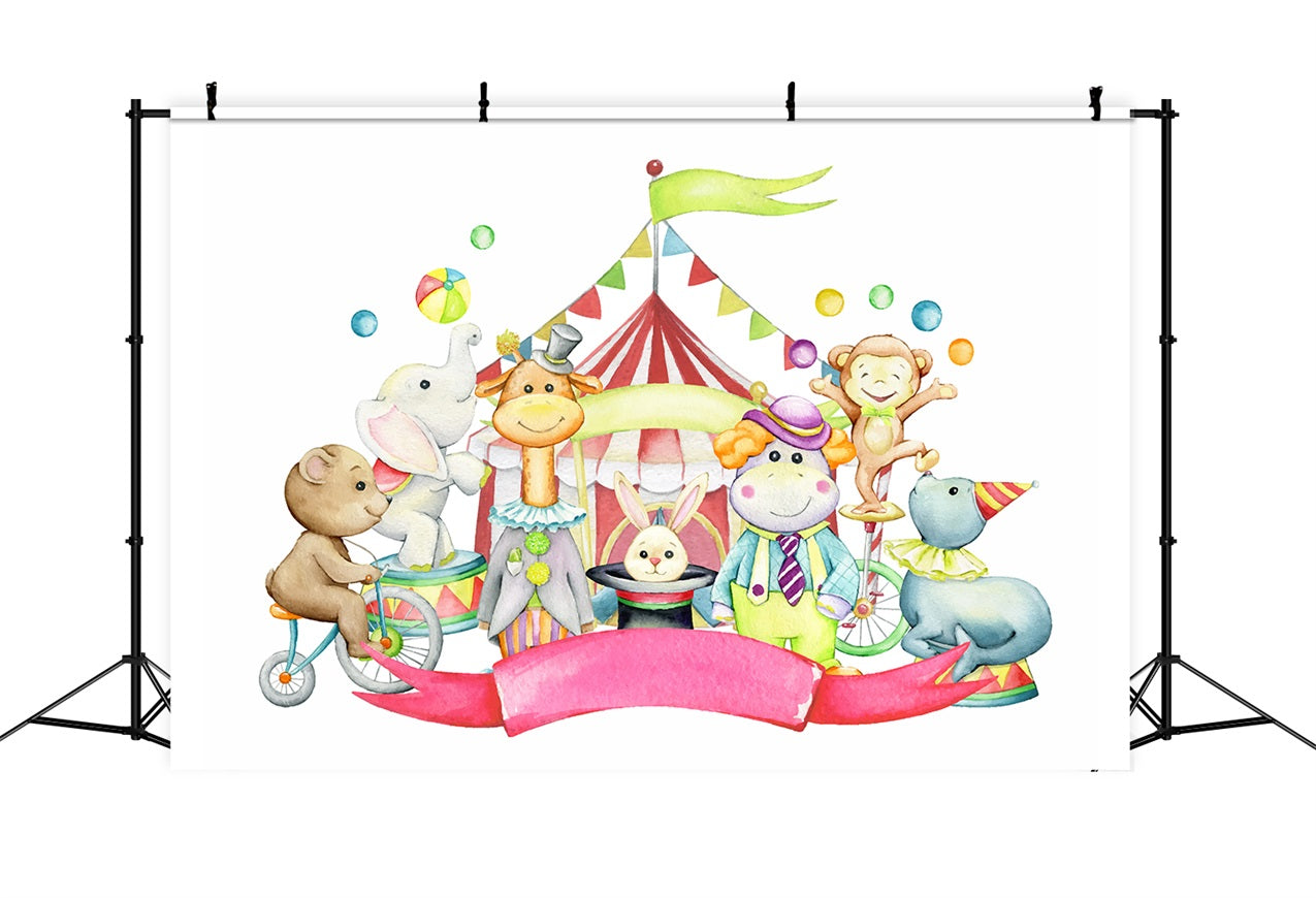 Circus Backdrop Happy Animals Carnival Celebration Backdrop BRP1-167