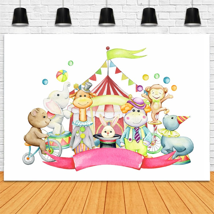 Circus Backdrop Happy Animals Carnival Celebration Backdrop BRP1-167