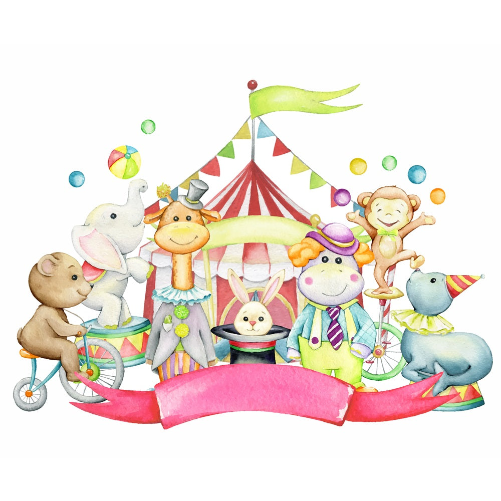 Circus Backdrop Happy Animals Carnival Celebration Backdrop BRP1-167
