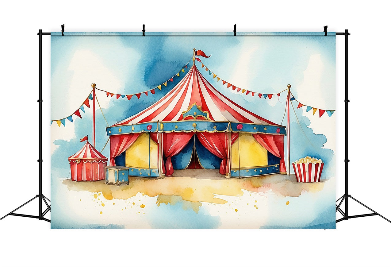 Circus Photo Backdrop Fairground Popcorn Stand Tent Backdrop BRP1-171