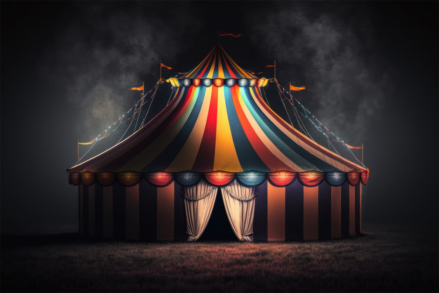 freakshow tent Circus Backdrop Photography Enchanting Nighttime Tent Backdrop BRP1-172, 7'W*5'H(2.2*1.5m)