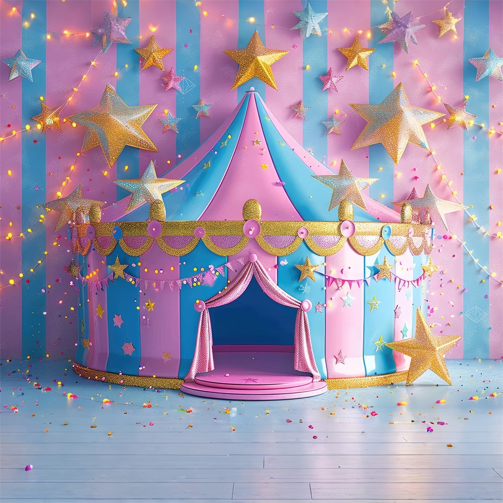 Circus Carnival Backdrop Pink Blue Starry Tent Backdrop BRP1-183