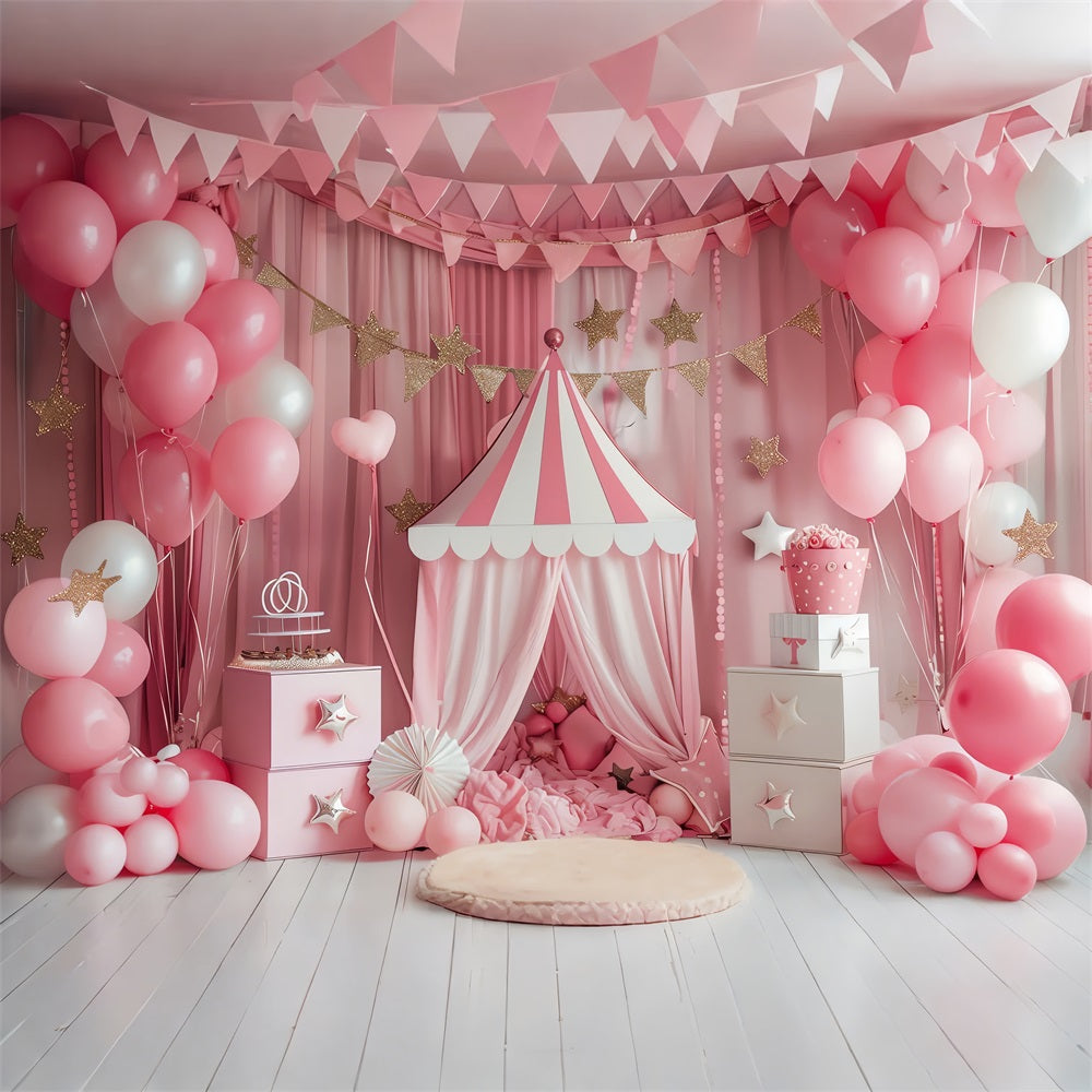 Circus Themed Backdrops Pink Carnival Glittering Stars Backdrop BRP1-185
