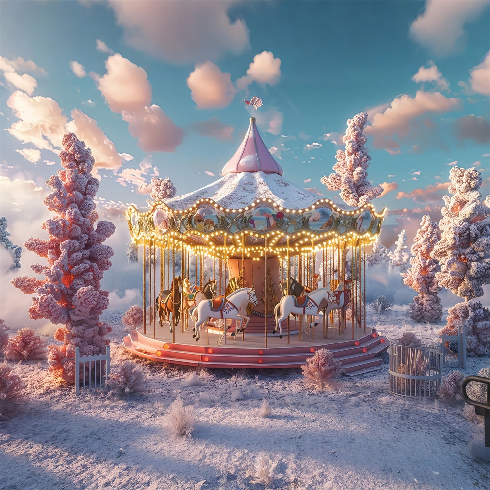 Carnival Backdrop Ideas Snowy Scene Carousel Backdrop BRP1-188