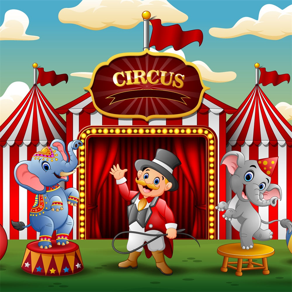 Photography Circus Backdrop Adorable Elephant Tent Carnival Backdrop BRP1-190