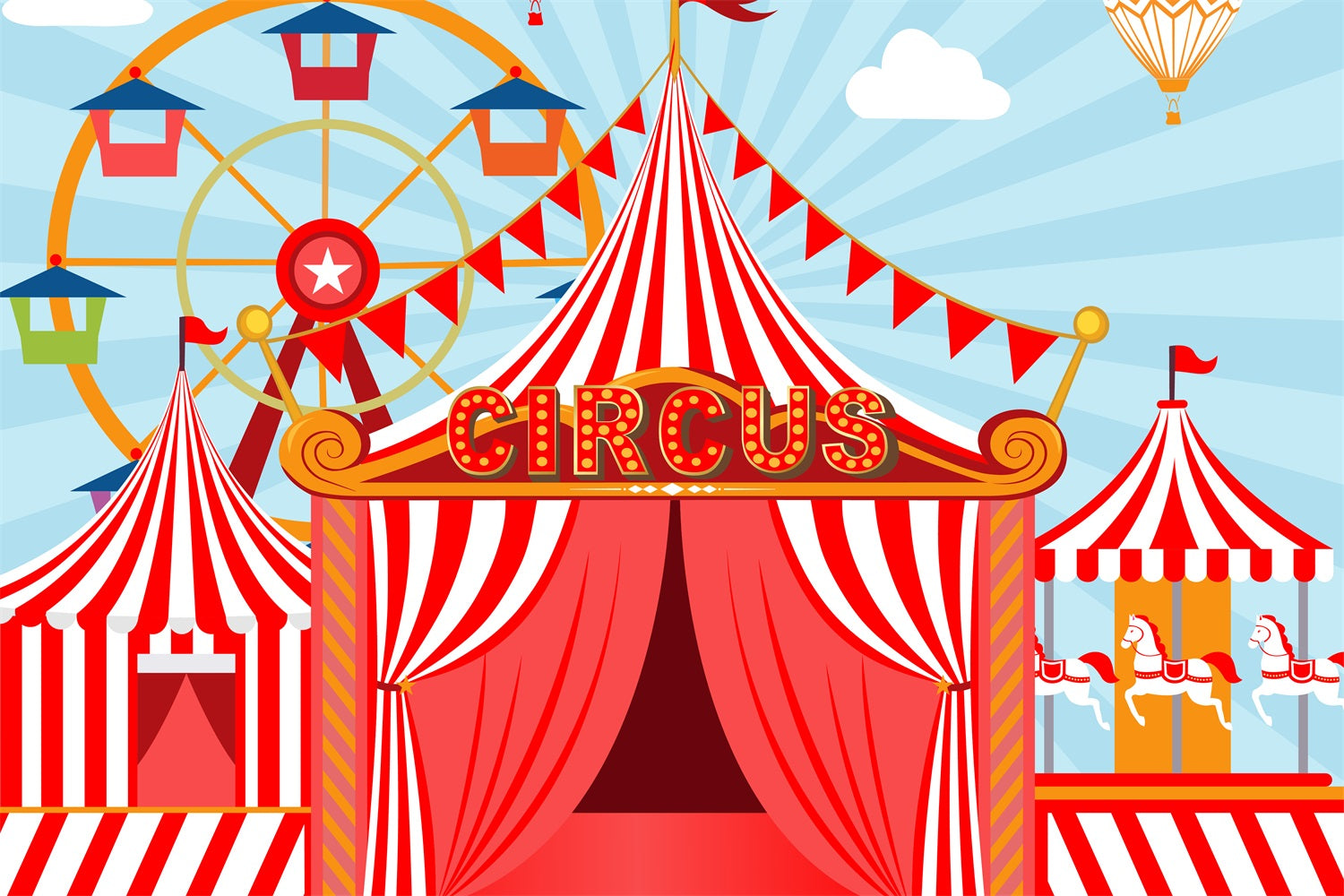 red tent circle Carnival Backdrop Ferris Wheel Red Tent Classic Backdrop BRP1-192