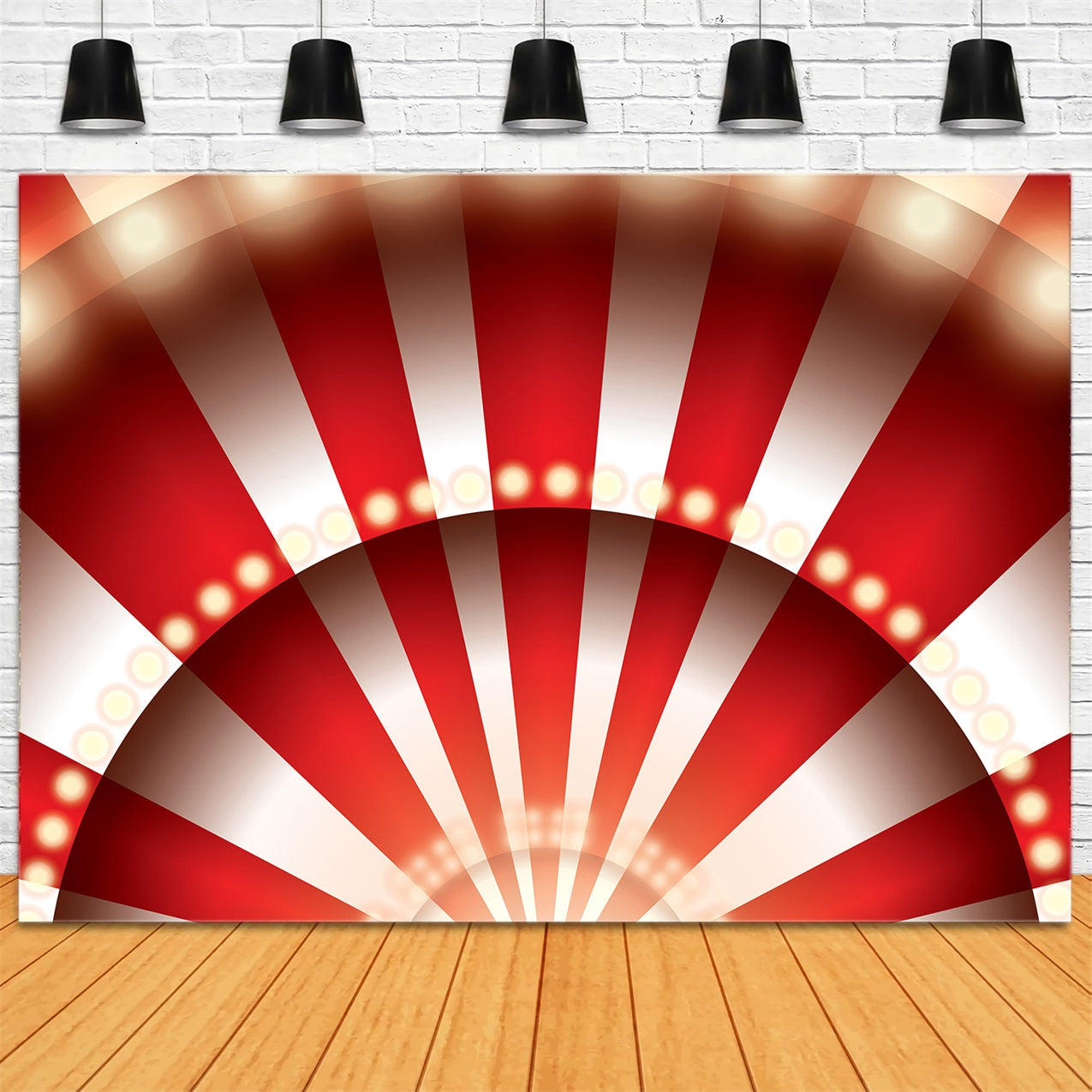 Carnival Theme Backdrop Circus Light Glow Red Striped Backdrop BRP1-197