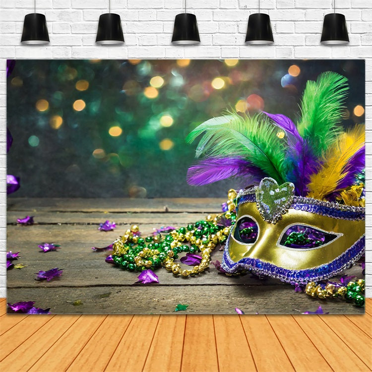 Carnival Themed Backdrop Vibrant Mardi Gras Mask Party Backdrop BRP1-209