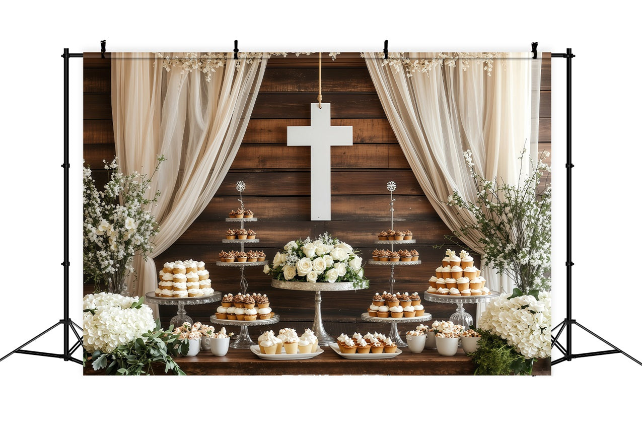Backdrops Easter Wedding Dessert Table White Cross Backdrop BRP1-307