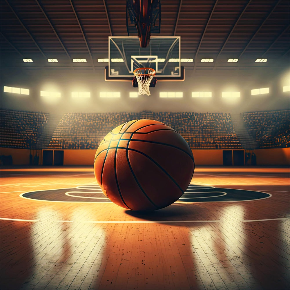 Basketball Photography Backdrops Spotlight Warm Court Backdrop BRP1-326