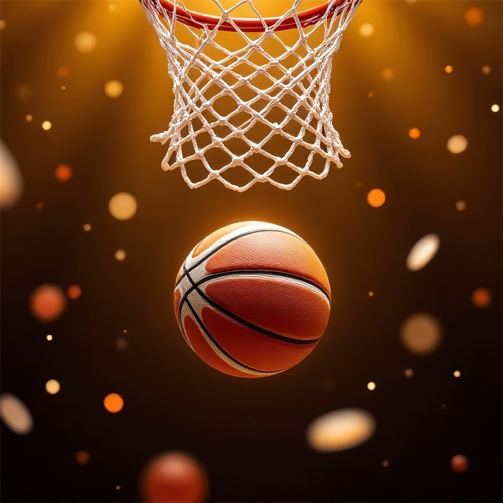 Basketball Photo Backdrop Golden Sparkle Scene Backdrop BRP1-327