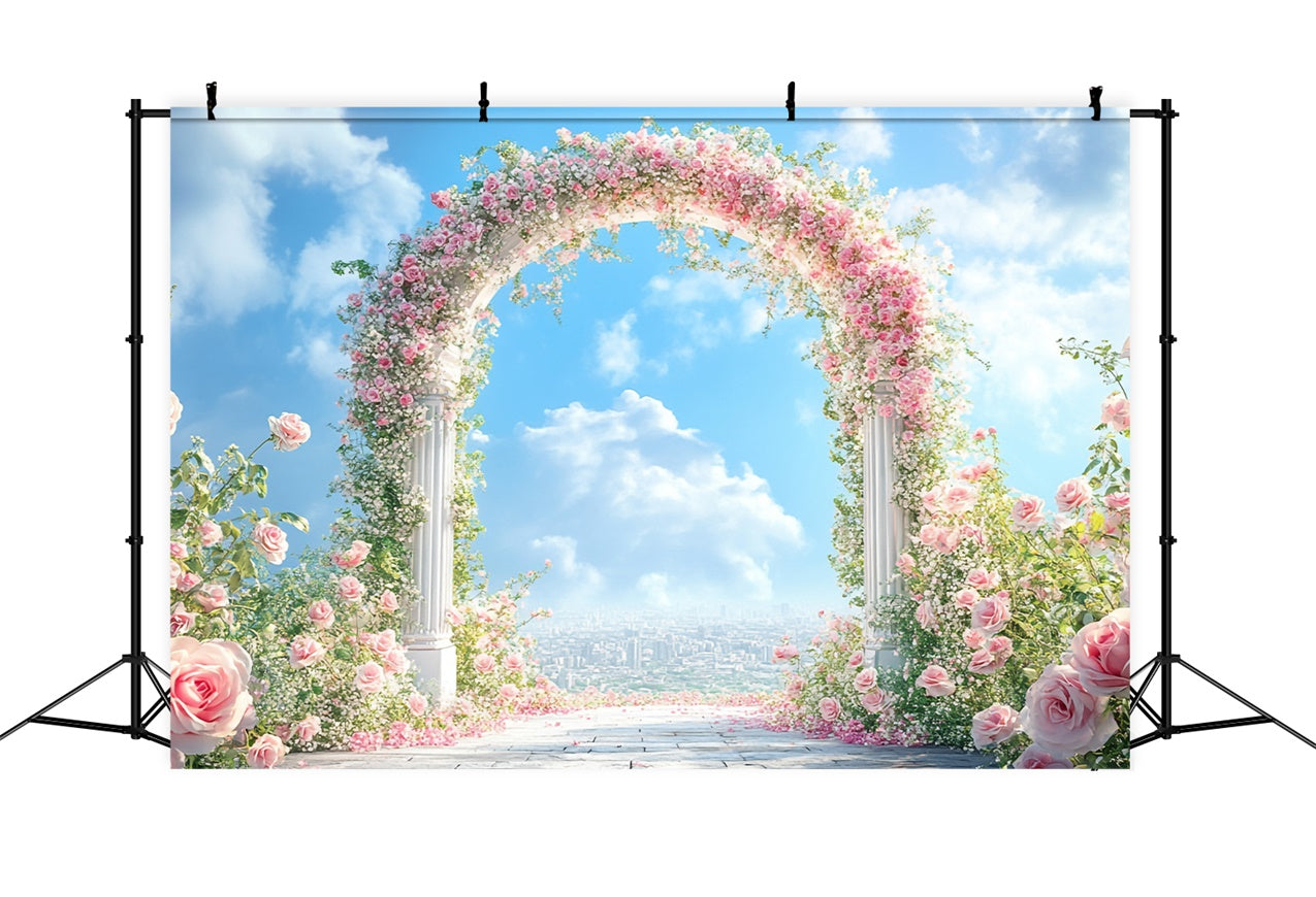 Flower Photo Backdrop Romantic Rose Garden Arch Backdrop BRP1-380