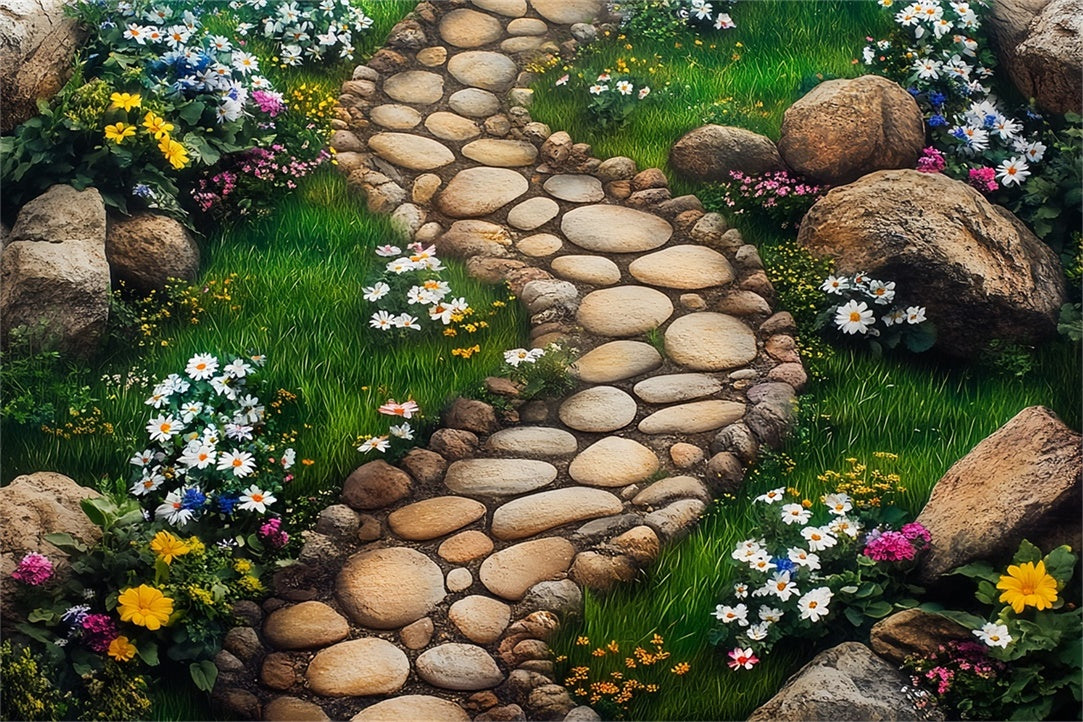 Photo Backdrop Floor Curved Rock Path Lush Garden Backdrop BRP1-40
