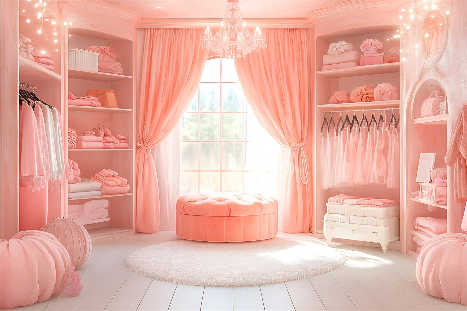 Boudoir Photo Backdrops Elegant Pink Window Room Backdrop BRP1-470