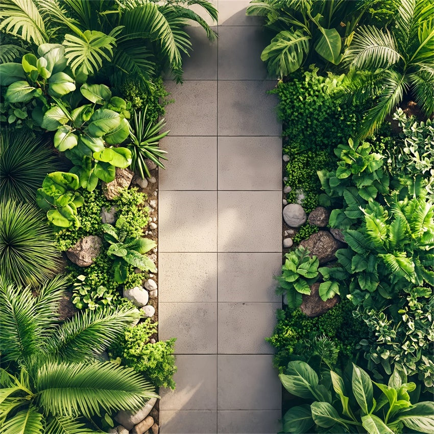 Backdrop With Floor Stone Pathway Greenery Surrounding Backdrop BRP1-51