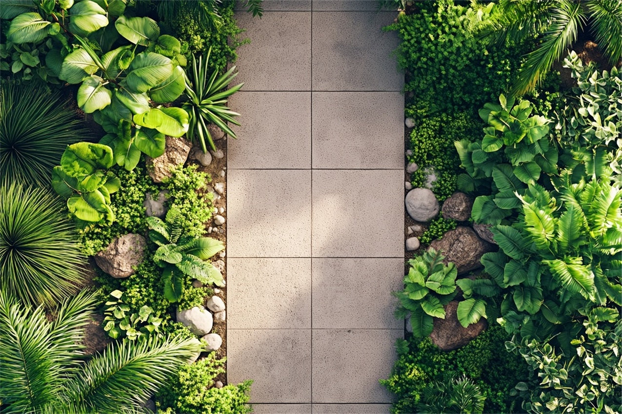 Backdrop With Floor Stone Pathway Greenery Surrounding Backdrop BRP1-51