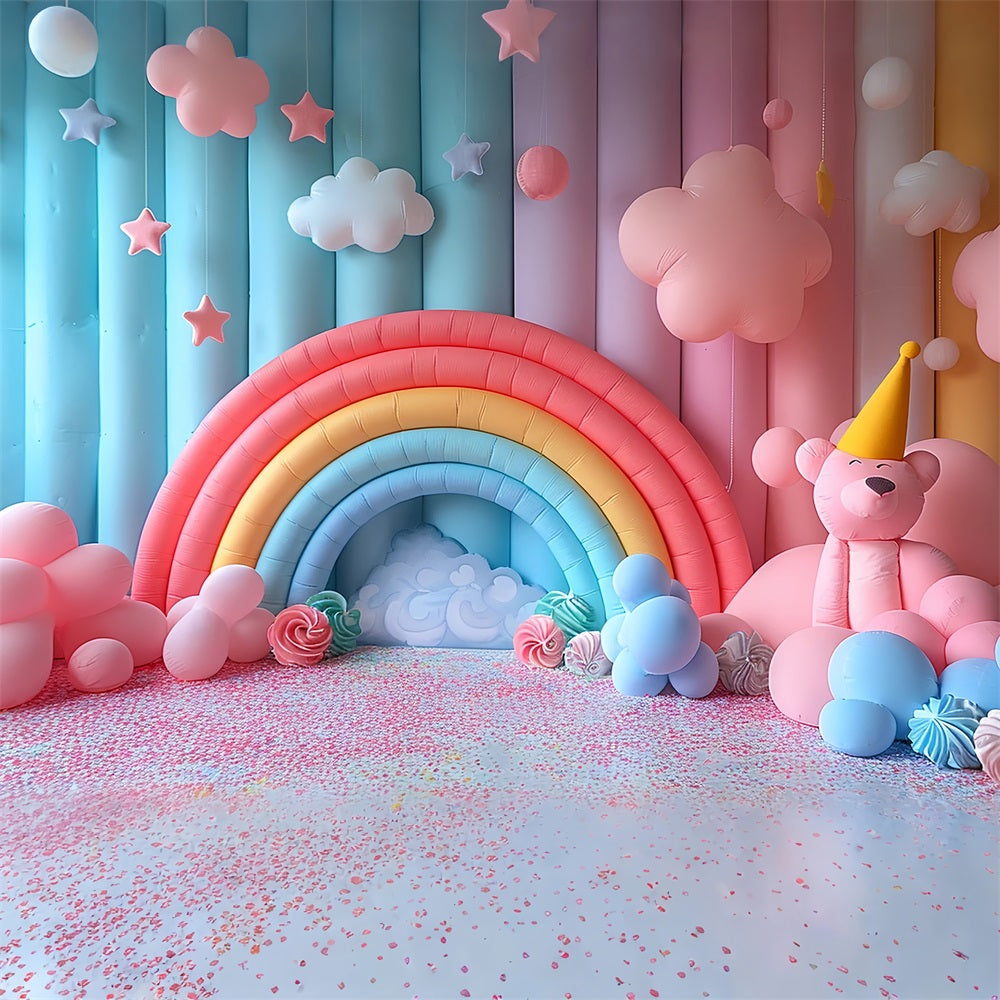 Boho Colorful Rainbow Balloon Arrangement Backdrop BRP10-103