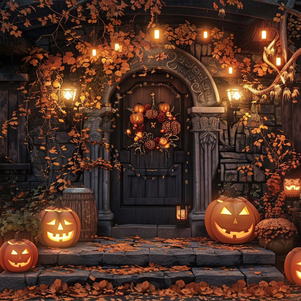 Halloween Photo Backdrops Creepy Haunted Mansion Pumpkins Backdrop BRP10-169