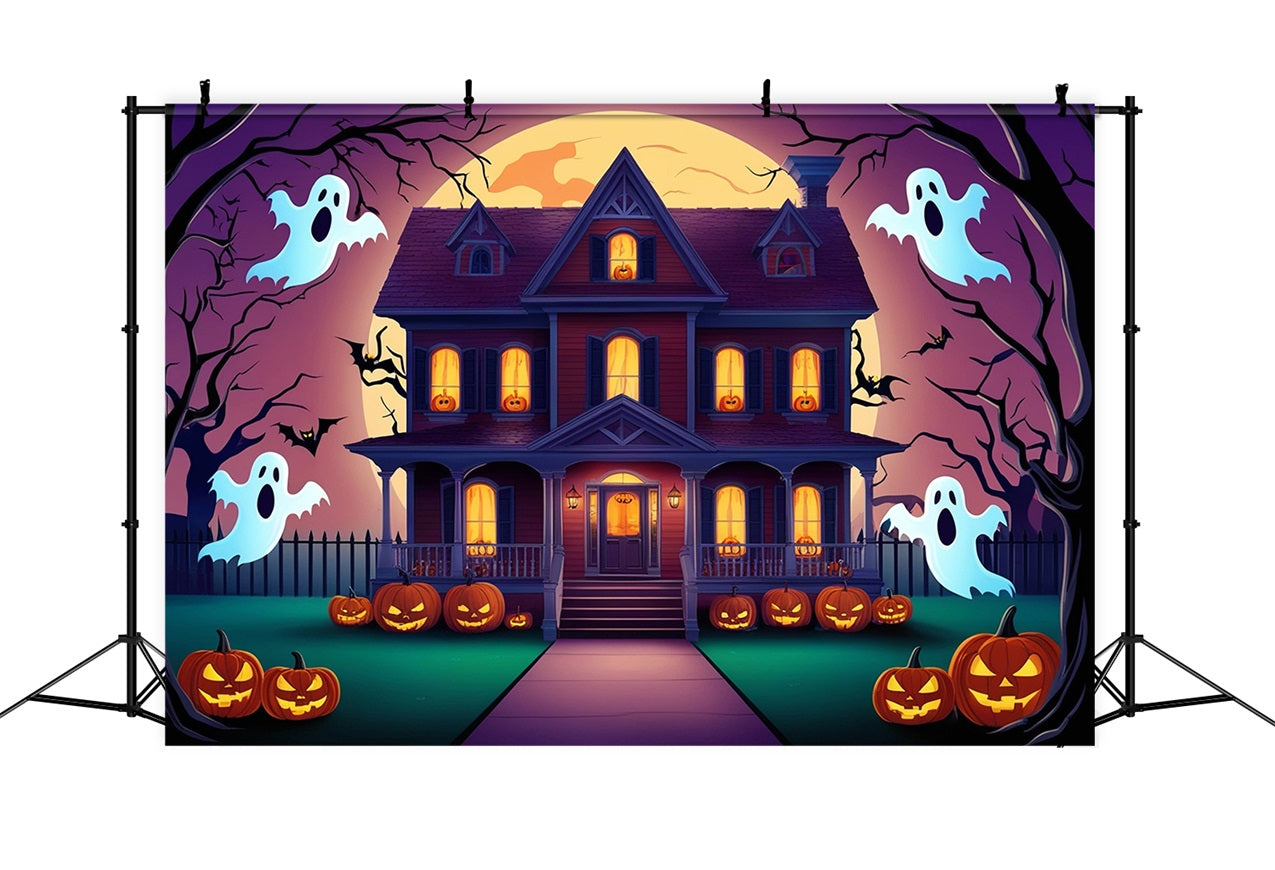 Halloween Photography Backdrop Haunted House Ghosts Bats Backdrop BRP10-197