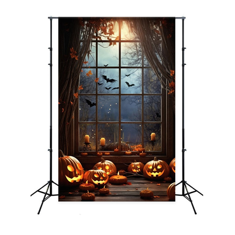 Scary Halloween Photo Backdrop Bats Haunted Window Backdrop BRP10-200