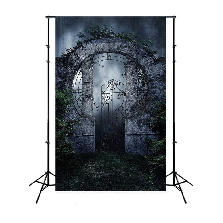 Photography Halloween Backdrop Spooky Iron Gate Vines Backdrop BRP10-223