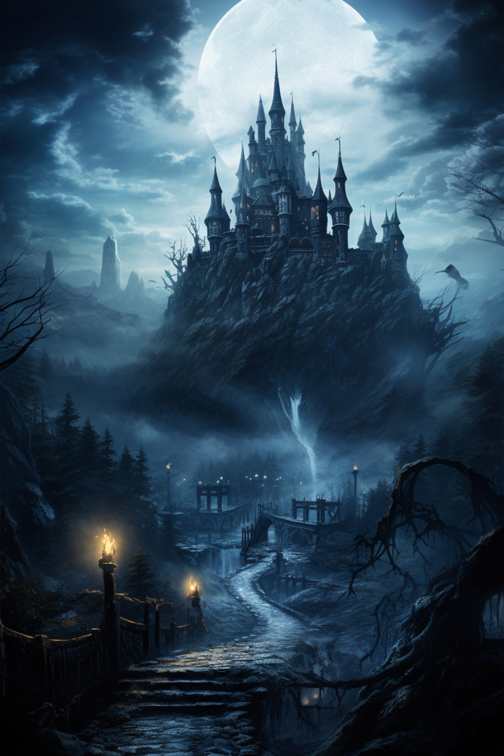 Backdrop Ideas For Halloween Gothic Castle Misty Mountain Backdrop BRP10-224