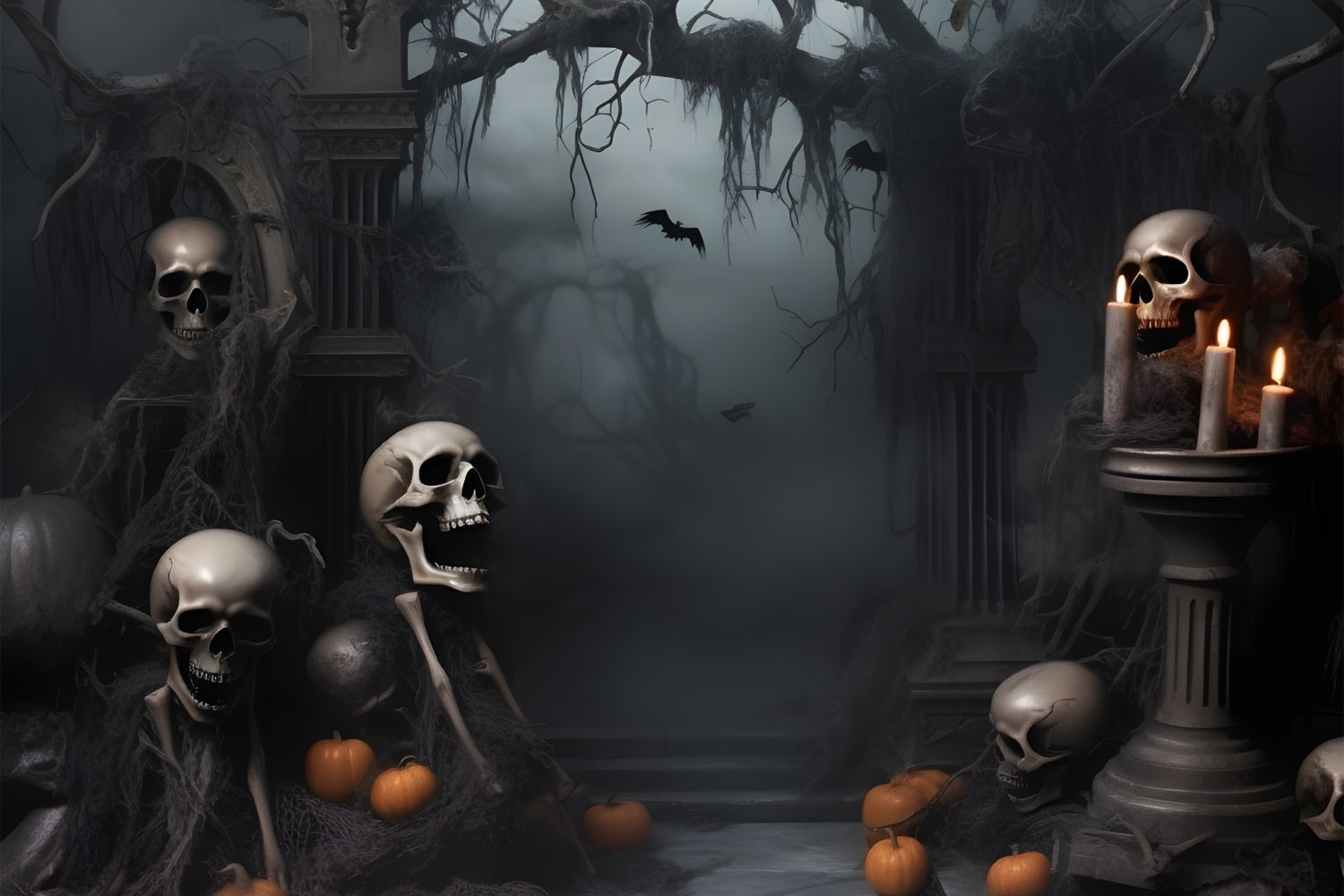 Halloween Backdrops Photography Skeletons Pumpkins Backdrop BRP10-230
