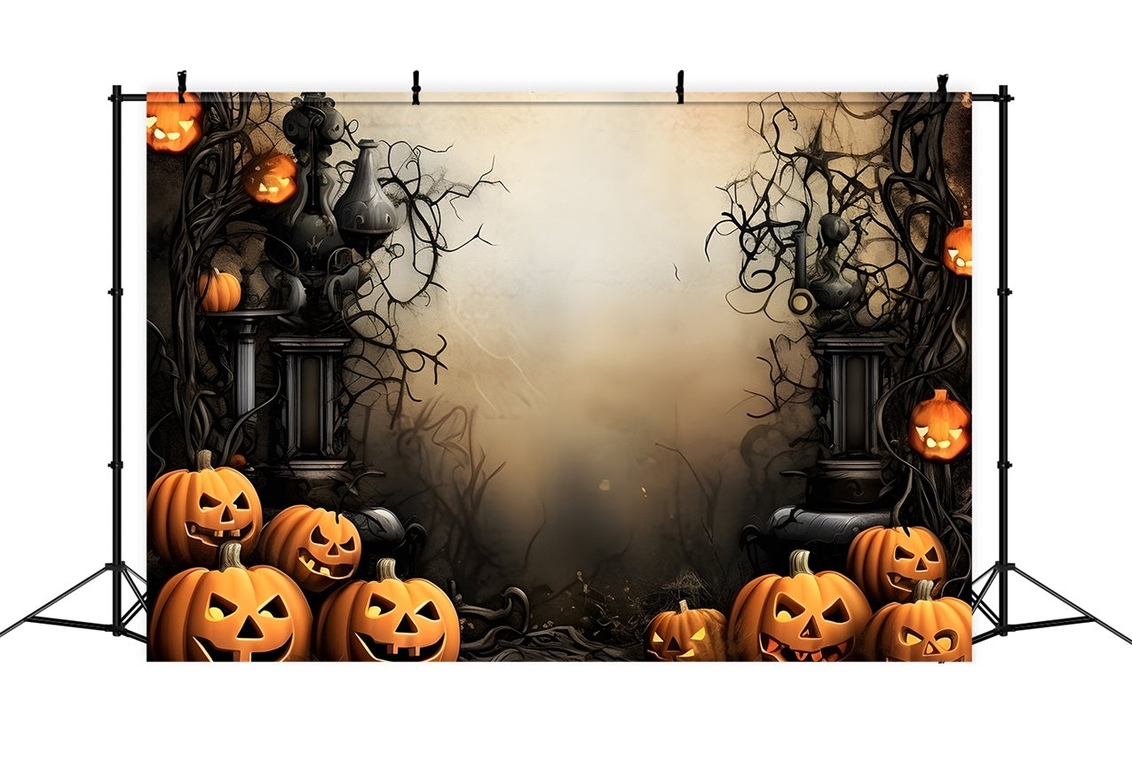 Halloween Backdrop Spooky Pumpkins Twisted Vines Backdrop BRP10-231