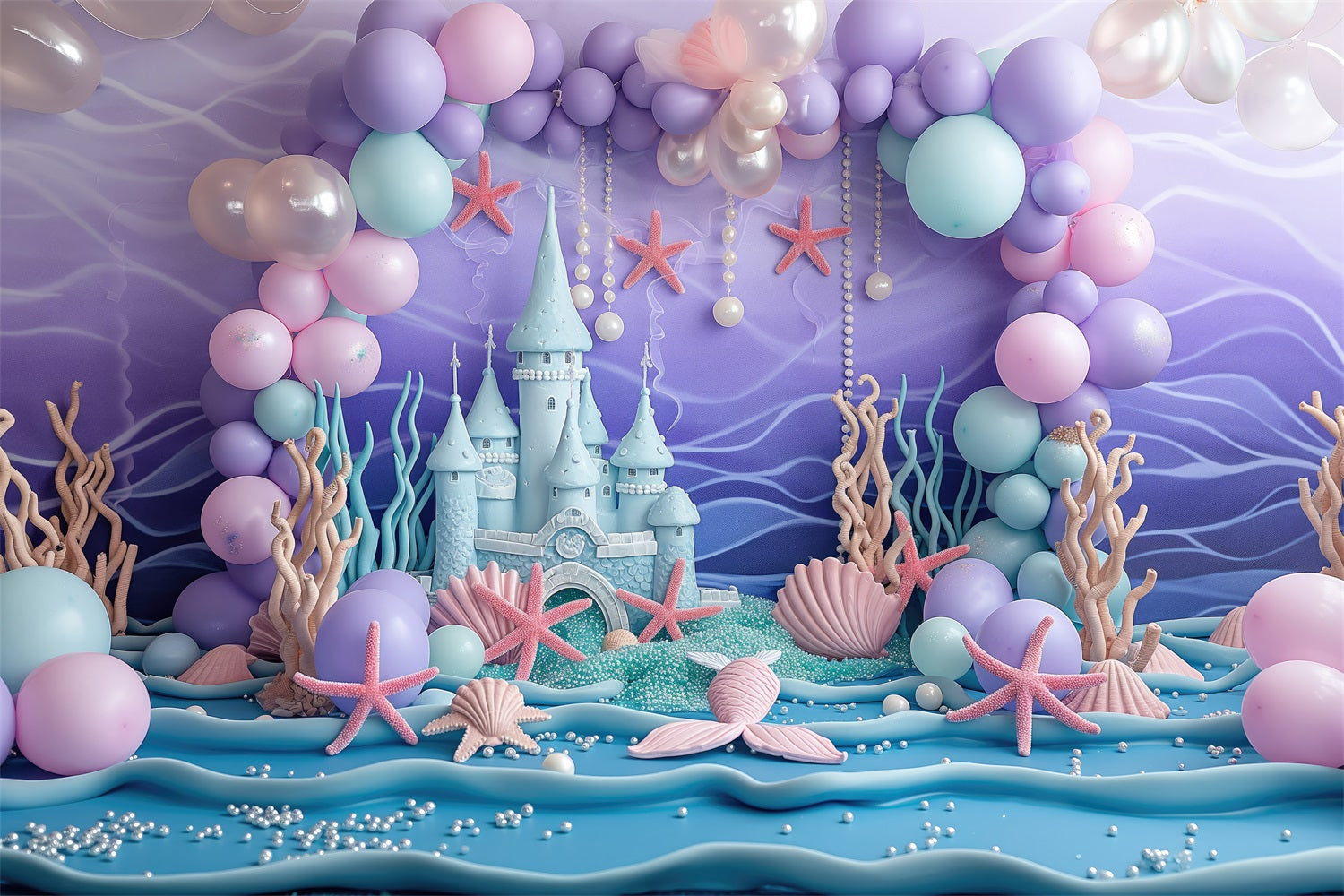 Birthday Backdrop Undersea World Castle Photography Backdrop BRP10-299