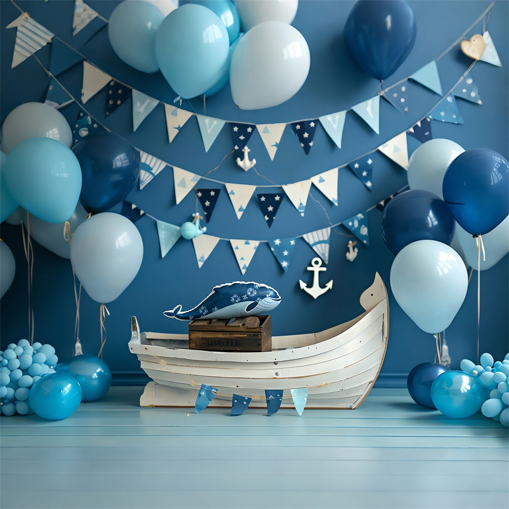 Backdrops For Birthdays Party Nautical Boat Whale Backdrop BRP10-314