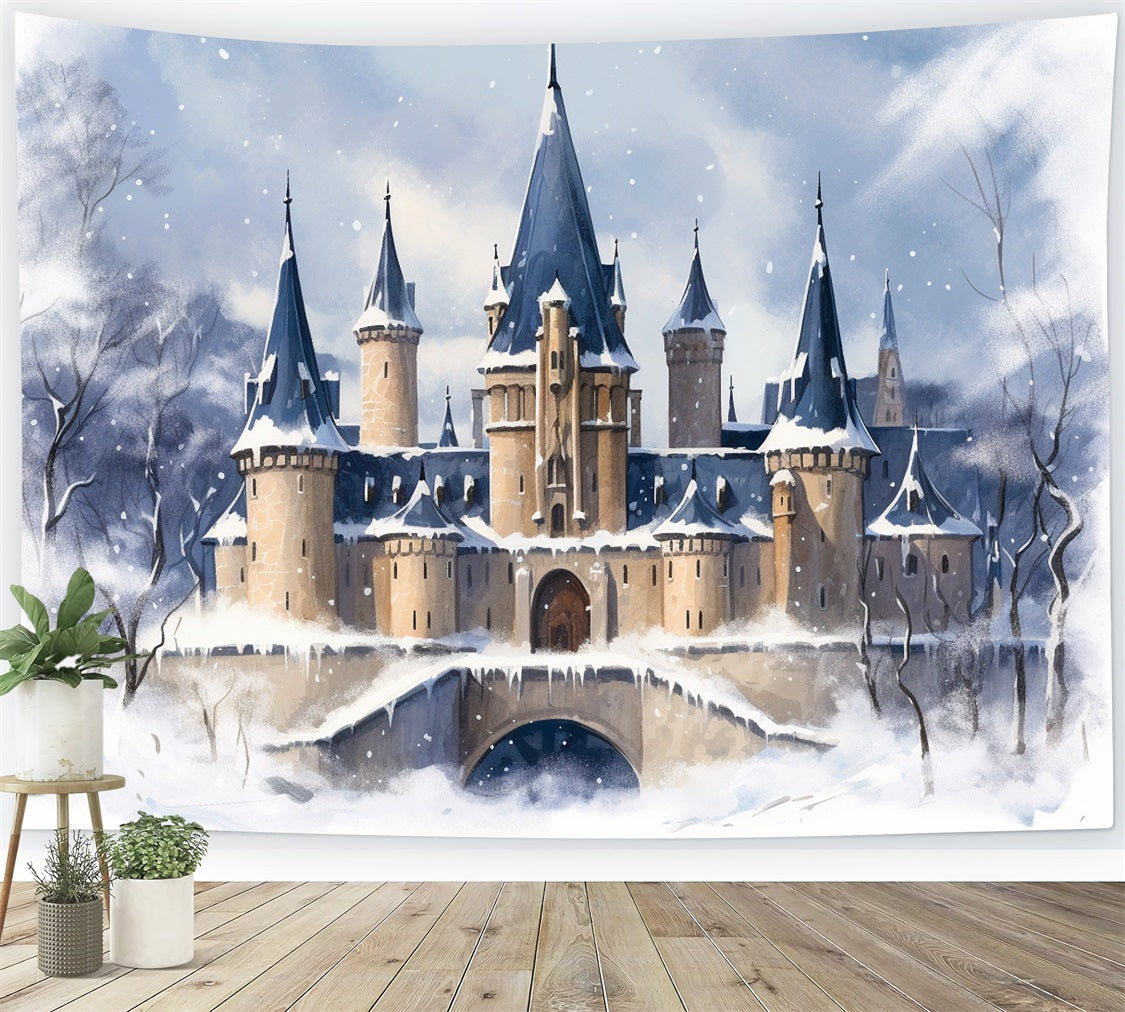Winter Royal Snow-Covered Castle Tall Towers Backdrop BRP10-35