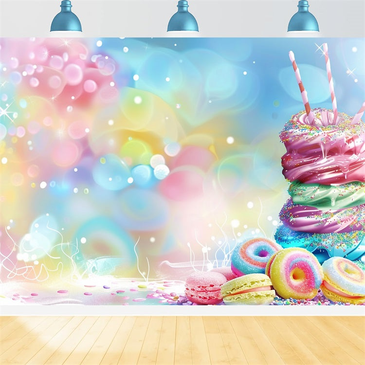 Birthday Backdrop Sugary Donut Macarons Backdrop BRP10-391