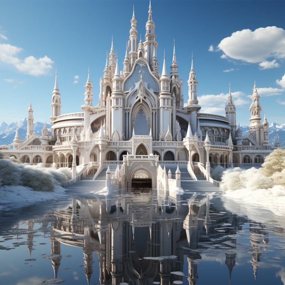 Winter Grand White Castle Icy Reflections Backdrop BRP10-40